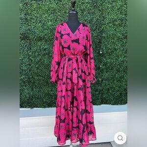 Jade Melody Tam Holiday Floral Tiered Maxi Dress L